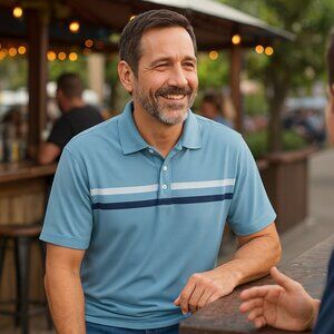 Bolle Golf Men's Large Short Sleeve Blue Golf Polo Shirt